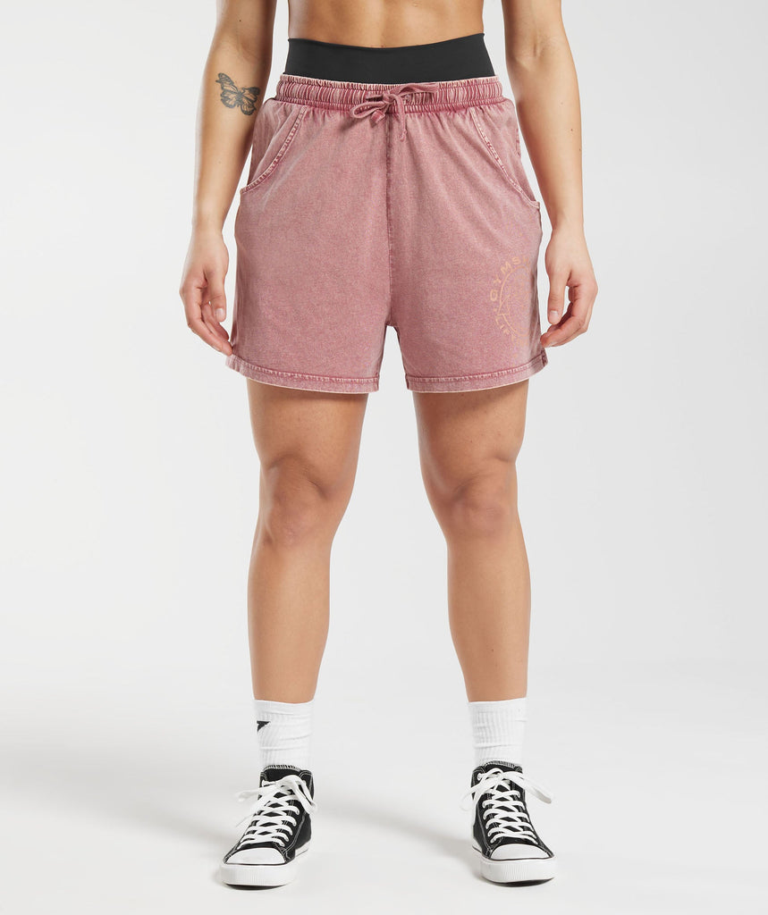 Gymshark Legacy Loose Shorts - Terracotta Pink/Acid Wash 1