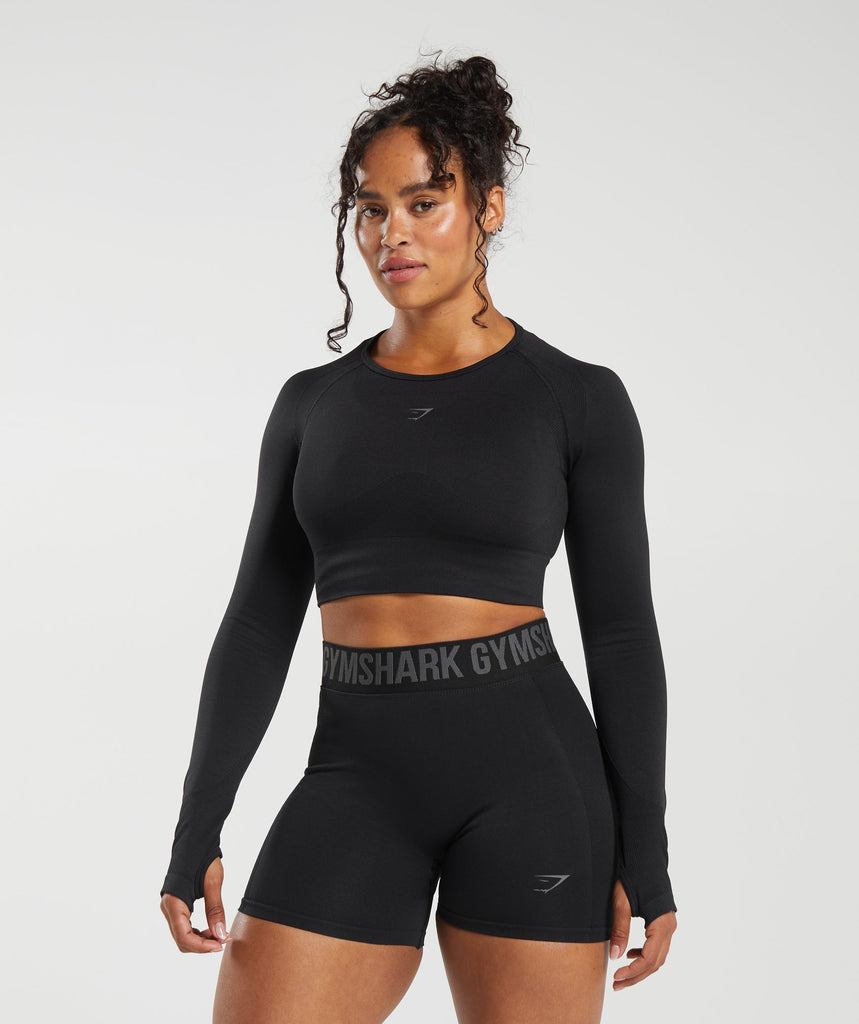 Gymshark Flex Sports Long Sleeve Crop Top - Black | Gymshark
