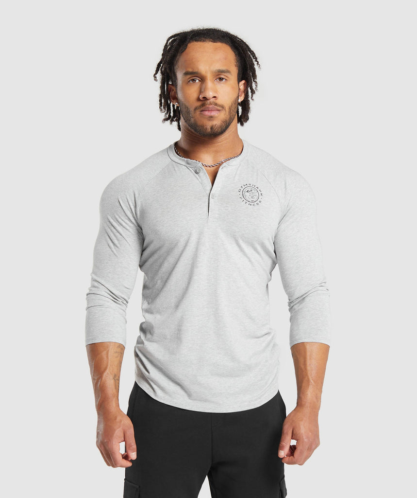 Gymshark Legacy Henley - Light Grey Marl 1