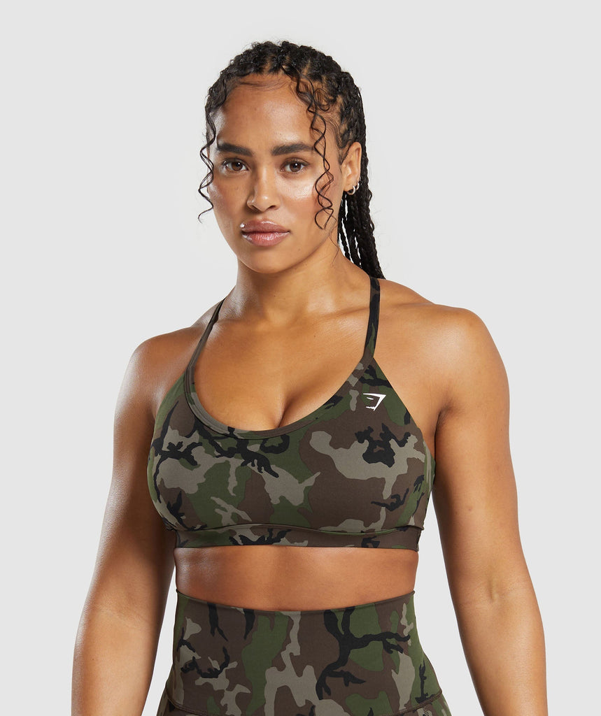 Gymshark Legacy Printed Sports Bra - Archive Brown 1