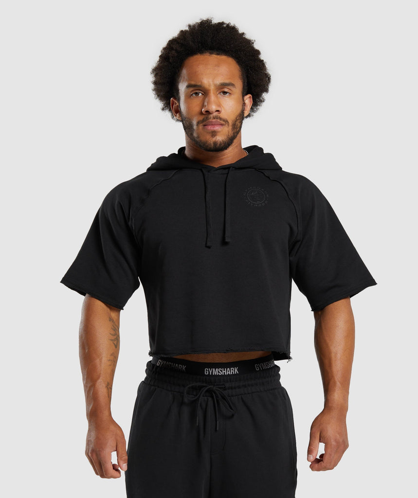 Gymshark Legacy Short Sleeve Crop Hoodie - Black 1