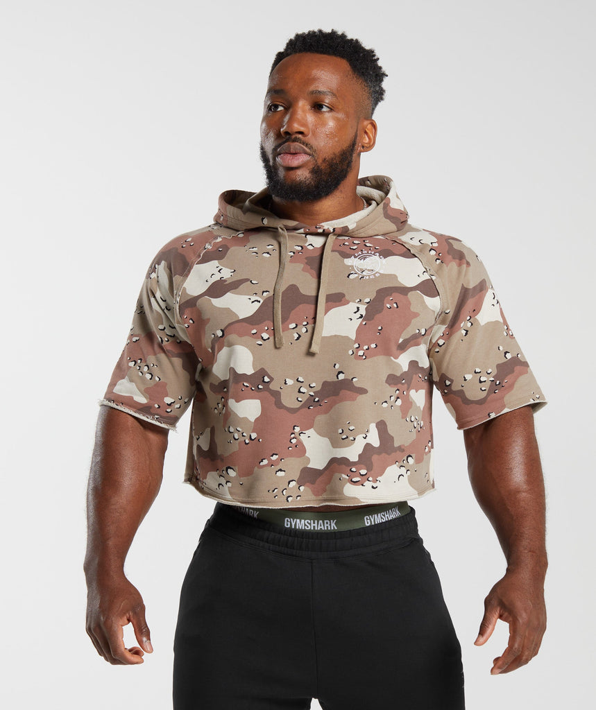 Gymshark Legacy Short Sleeve Crop Hoodie - Cement Brown 1