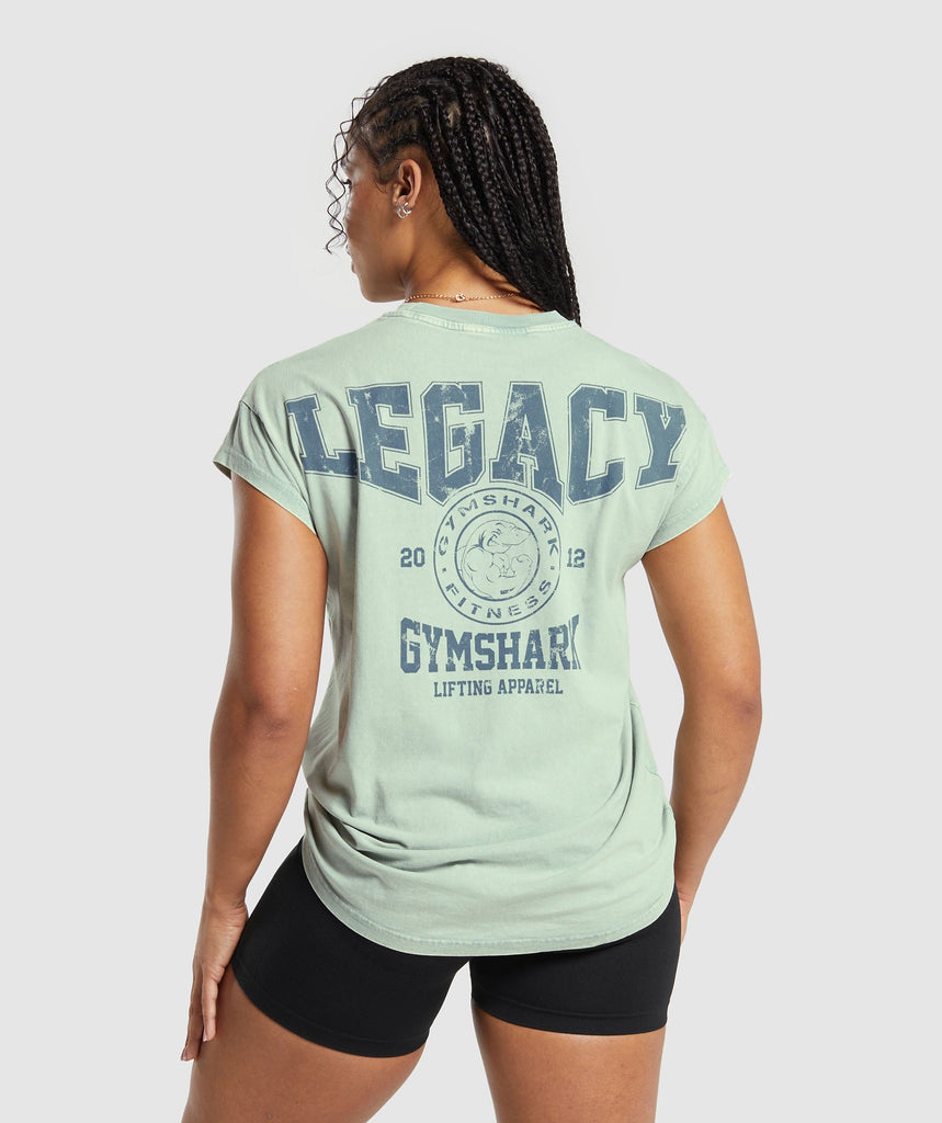 Gymshark Legacy Washed Oversized T-Shirt - Faded Green 1